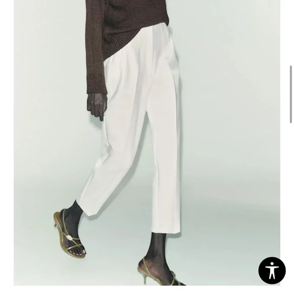 Zara White Cropped Pants - Picture 1 of 5
